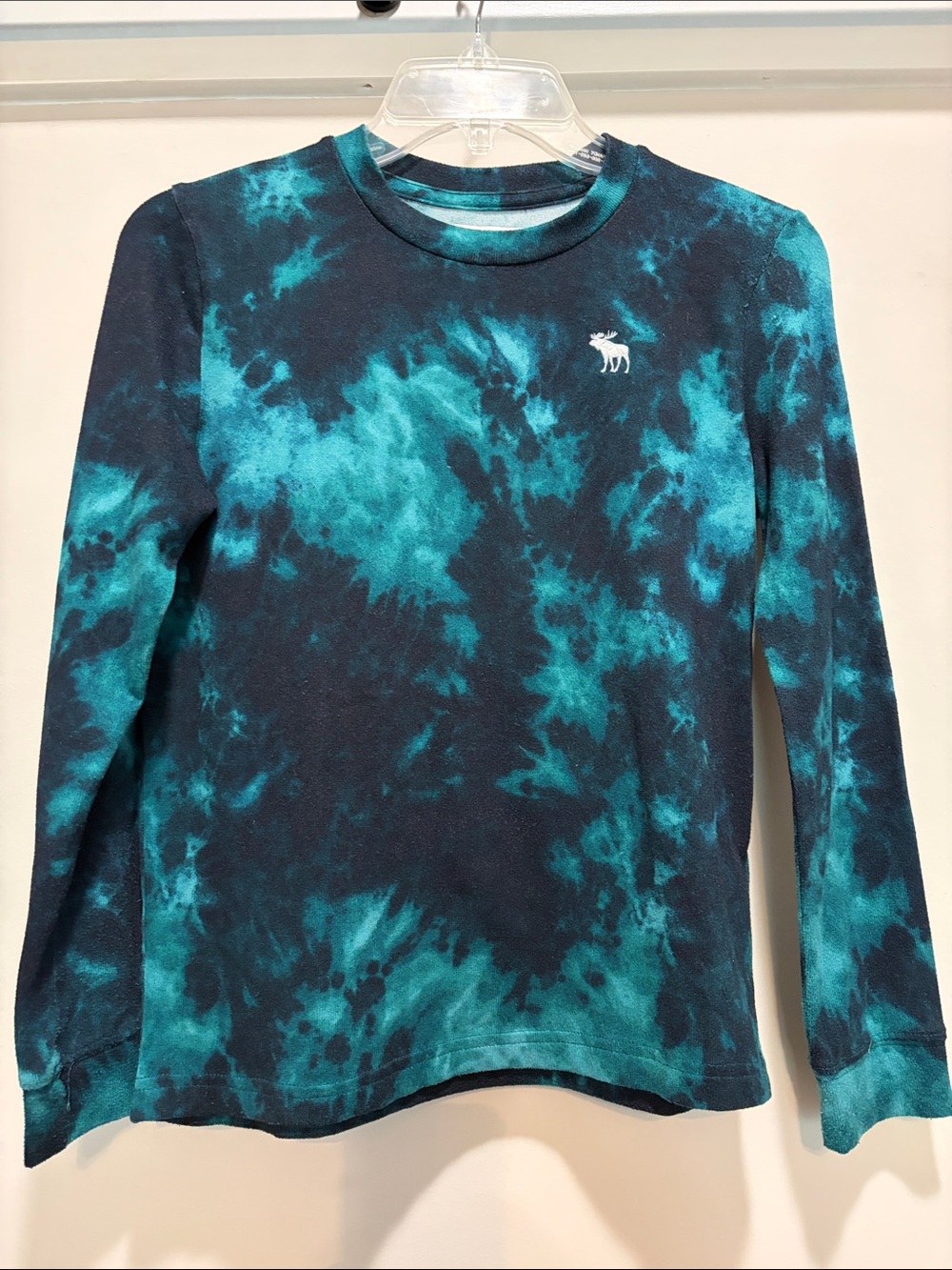 Abercrombie & Fitch Teal and Navy Tie-Dye Long Sleeve Tee